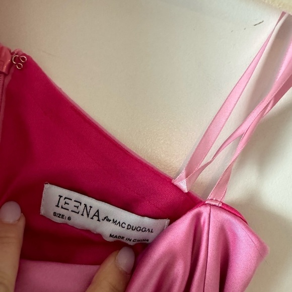 Mac Duggal ONE SHOULDER PUFF SLEEVE RUCHED Pink DRESS Size 6 - Picture 5 of 5